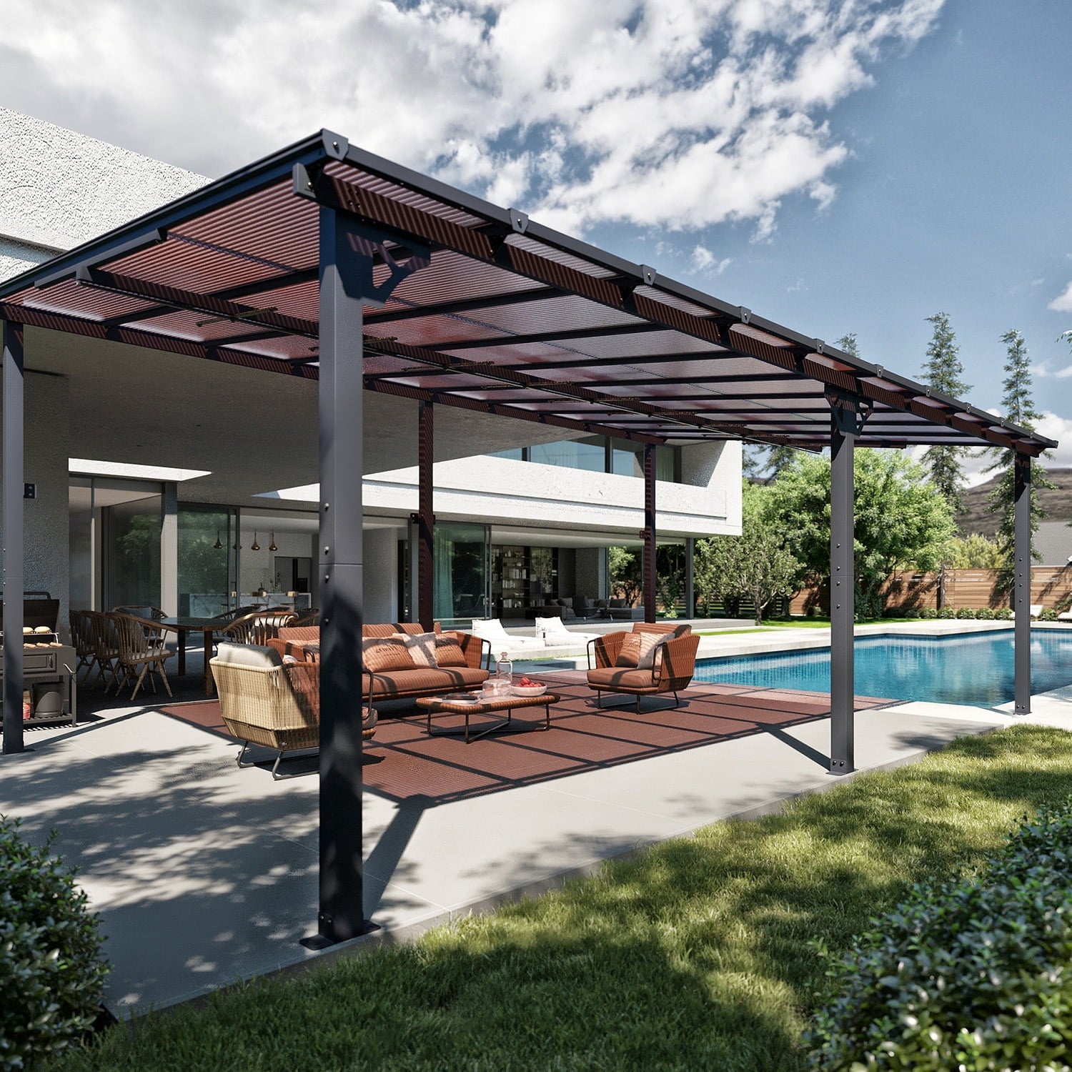 Mazonvintage 12'x20' Gazebo for Patio, Gazebo Pergola with Sloped Roof, Large Wall-Mounted Heavy Duty Awnings, for Patio, Deck and Mazonvintage