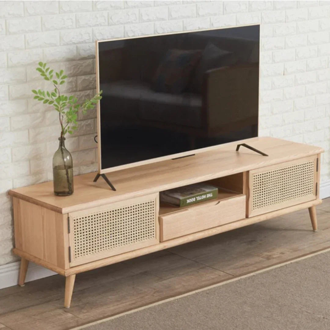 Edwina Ash Wood & Rattan TV Unit