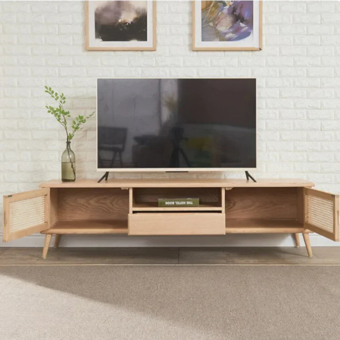 Edwina Ash Wood & Rattan TV Unit