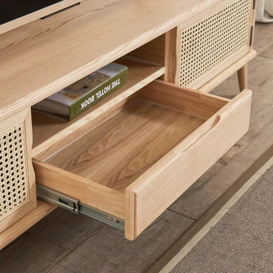 Edwina Ash Wood & Rattan TV Unit