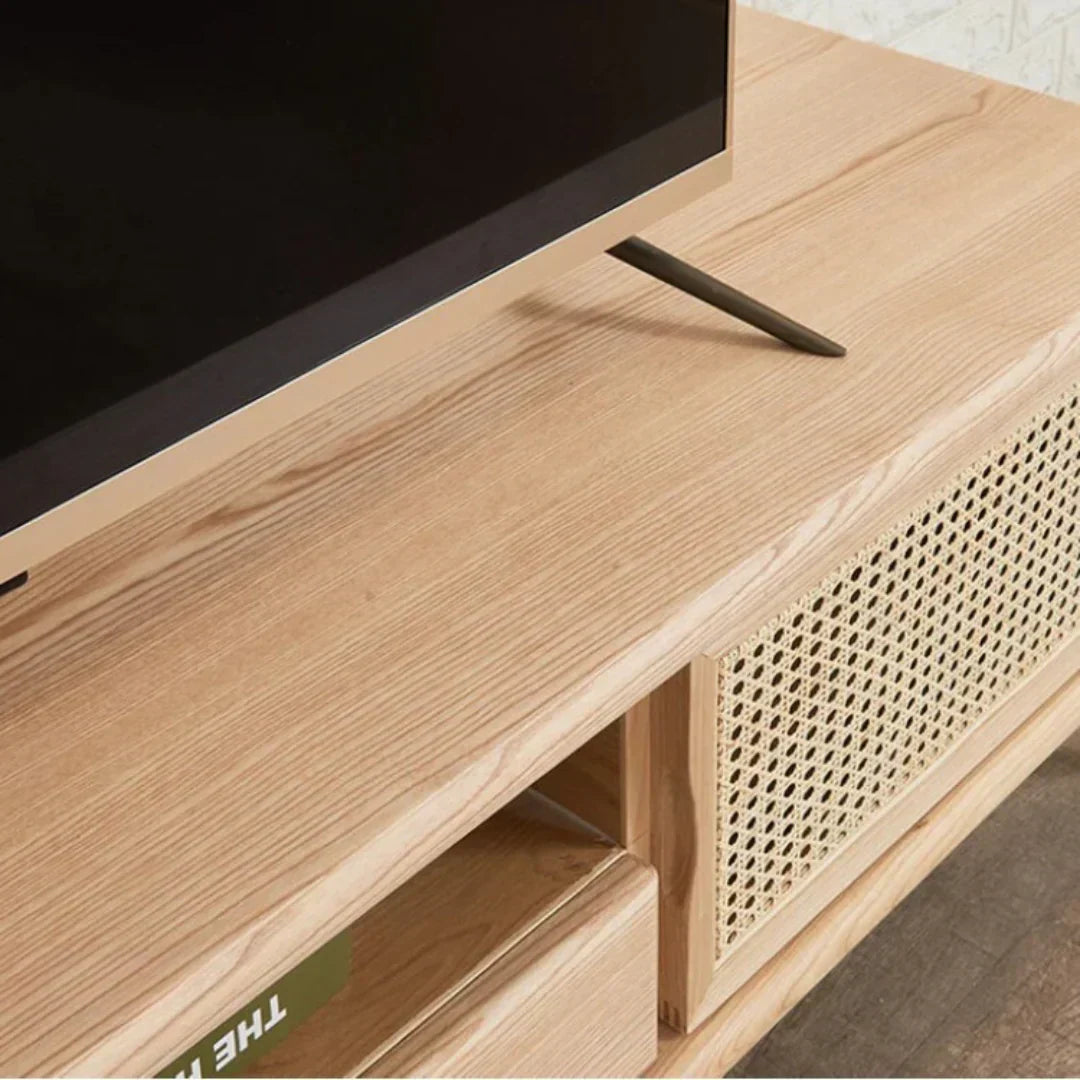 Edwina Ash Wood & Rattan TV Unit