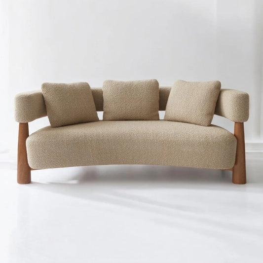 Eleven Oak Wood & Boucle 3+1+1 Sofa