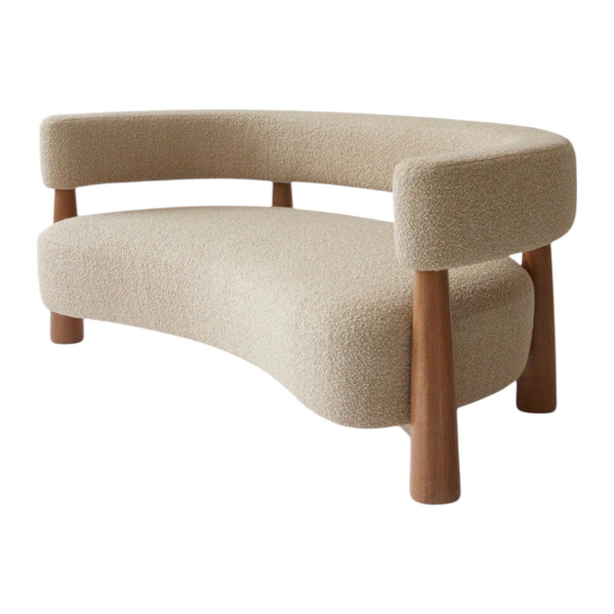 Eleven Oak Wood & Boucle 3+1+1 Sofa