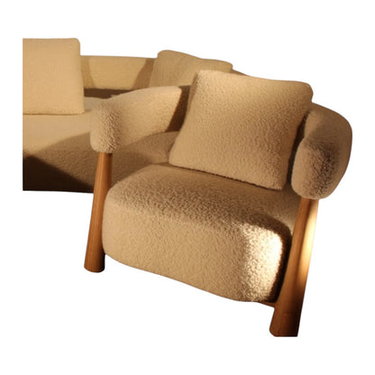 Eleven Oak Wood & Boucle 3+1+1 Sofa