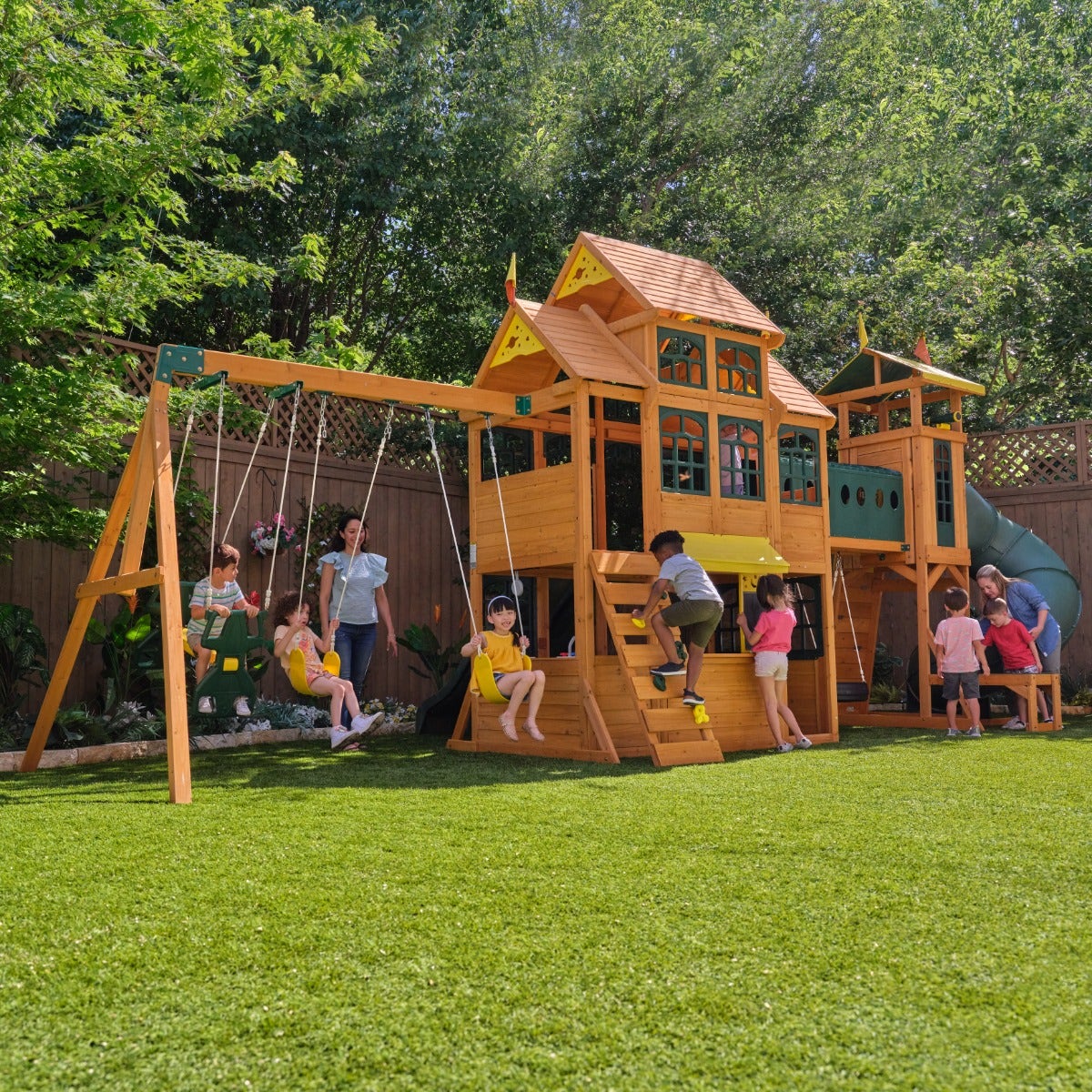 Bear Cave Lodge Swing Set - Installation Available