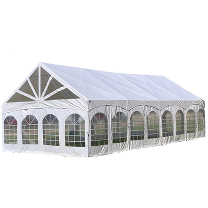 Mazonvintage Canopies 40'x20' PVC Marquee Fire Retardant Party Tent Wedding Canopy Gazebo with Steel Frame, Removable Side Window Walls and Clear End Panels - White