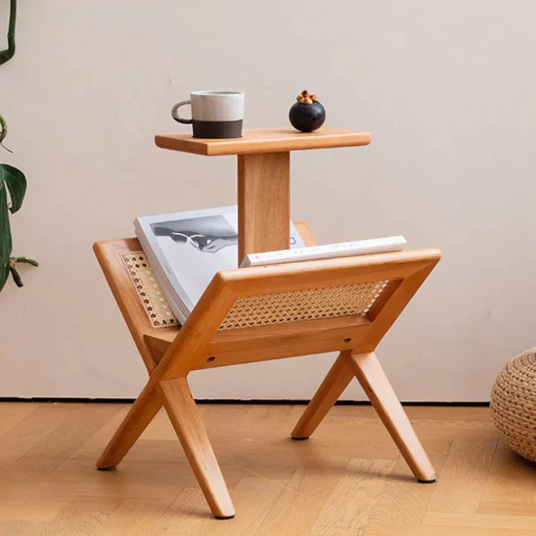 Ferdi Ash Wood & Rattan End Table