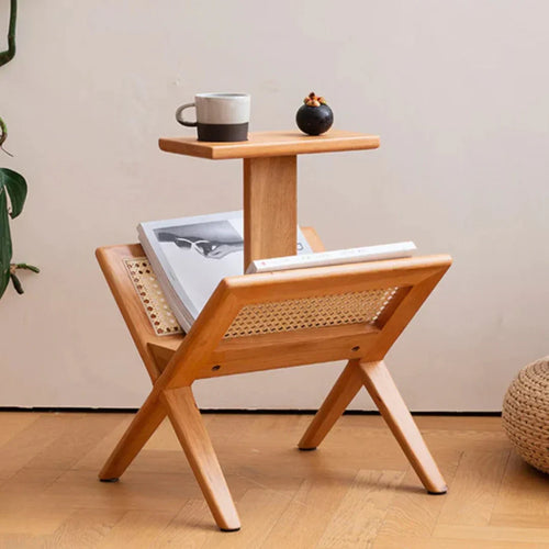 Ferdi Ash Wood & Rattan End Table