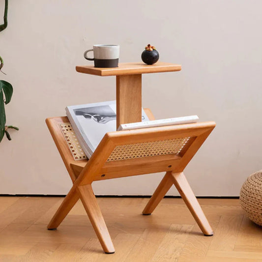 Ferdi Ash Wood & Rattan End Table