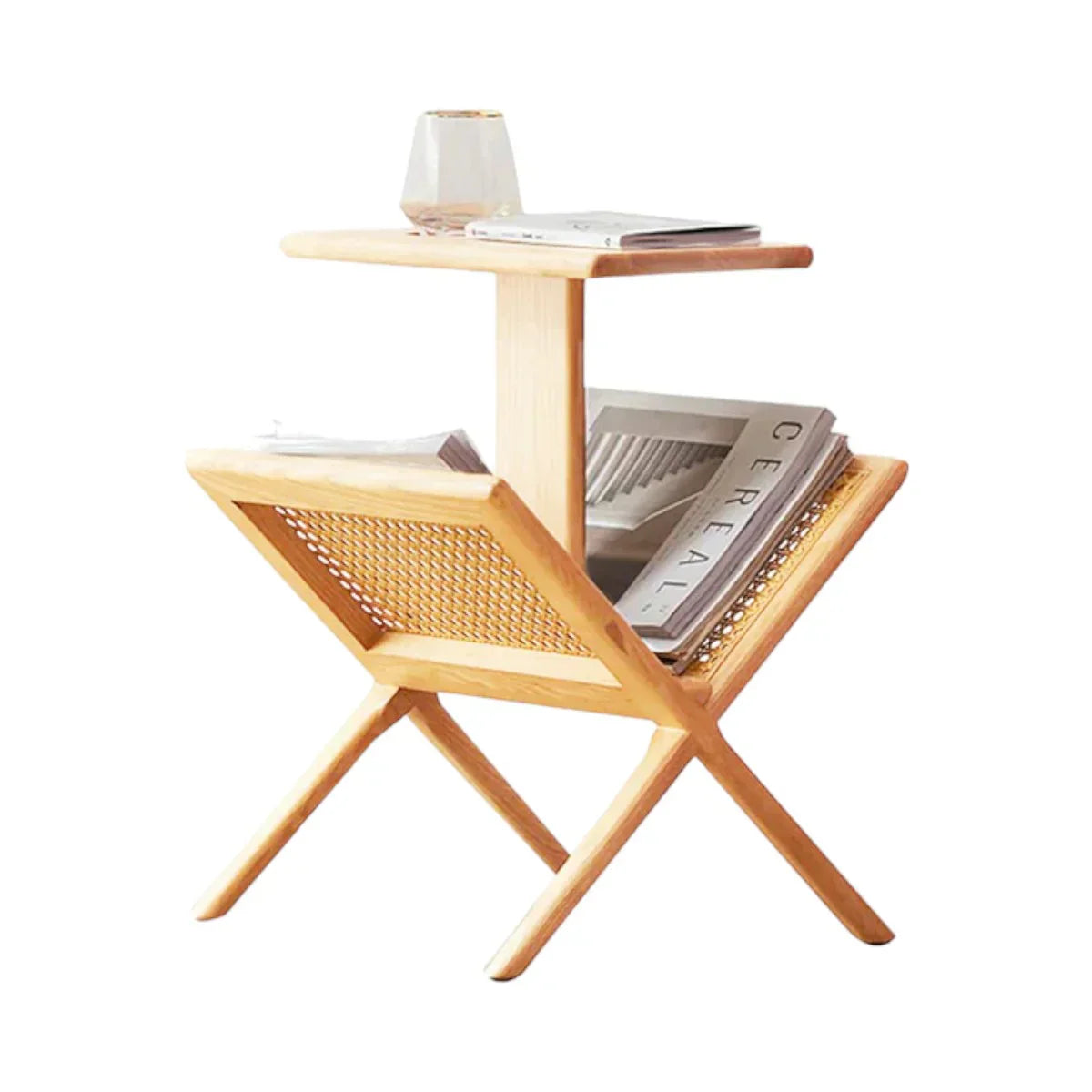 Ferdi Ash Wood & Rattan End Table