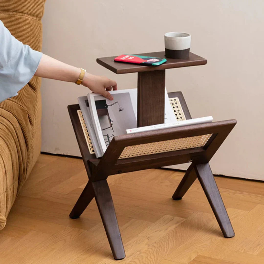 Ferdi Ash Wood & Rattan End Table