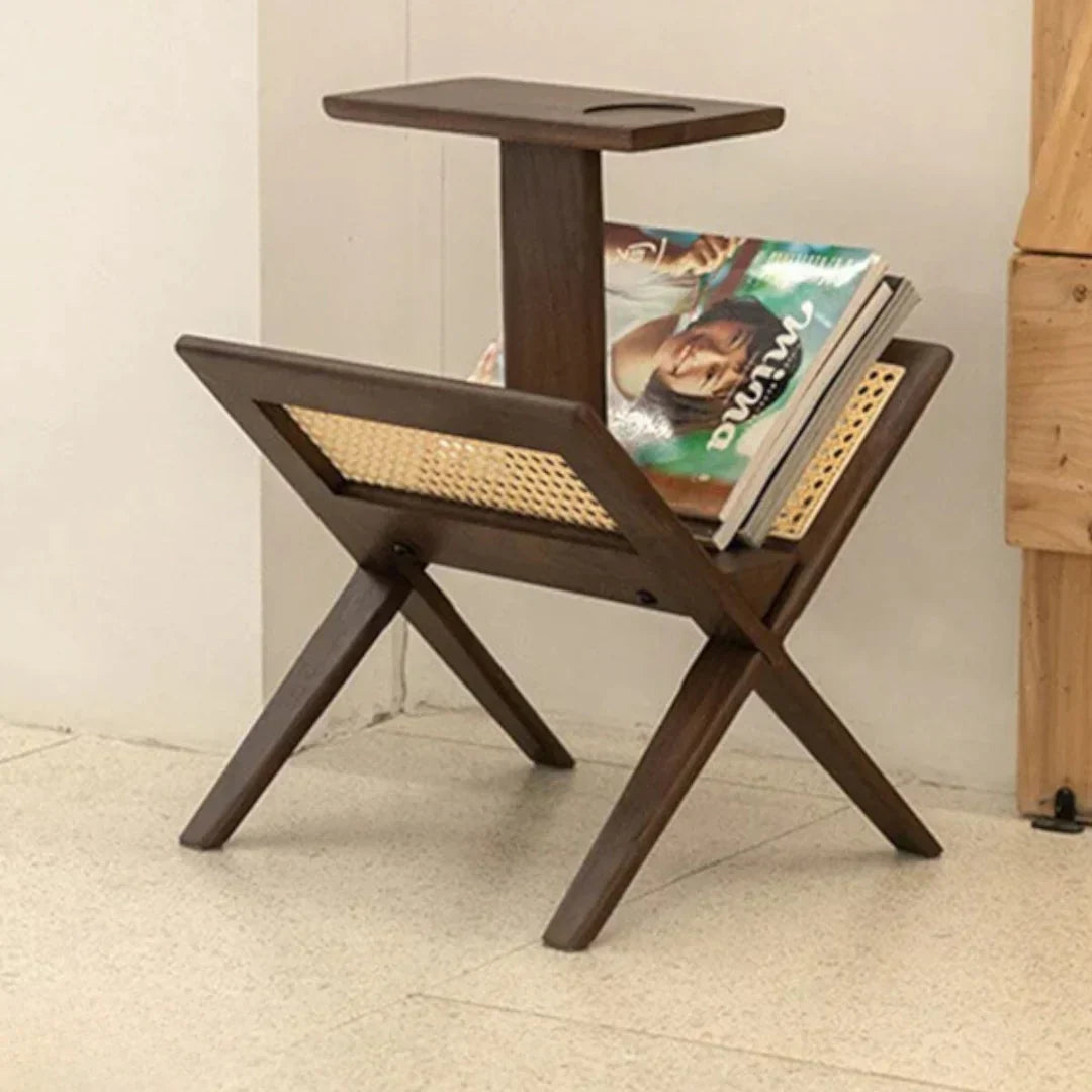 Ferdi Ash Wood & Rattan End Table