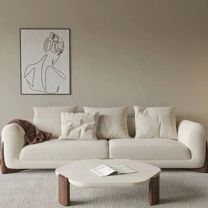 Garin 3 Seater Boucle & Walnut Wood Sofa