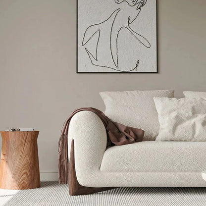 Garin 3 Seater Boucle & Walnut Wood Sofa