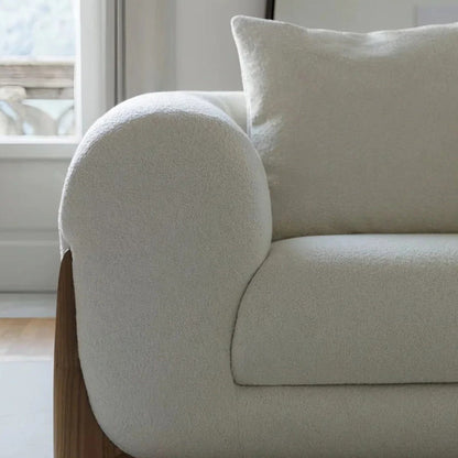 Garin 3 Seater Boucle & Walnut Wood Sofa