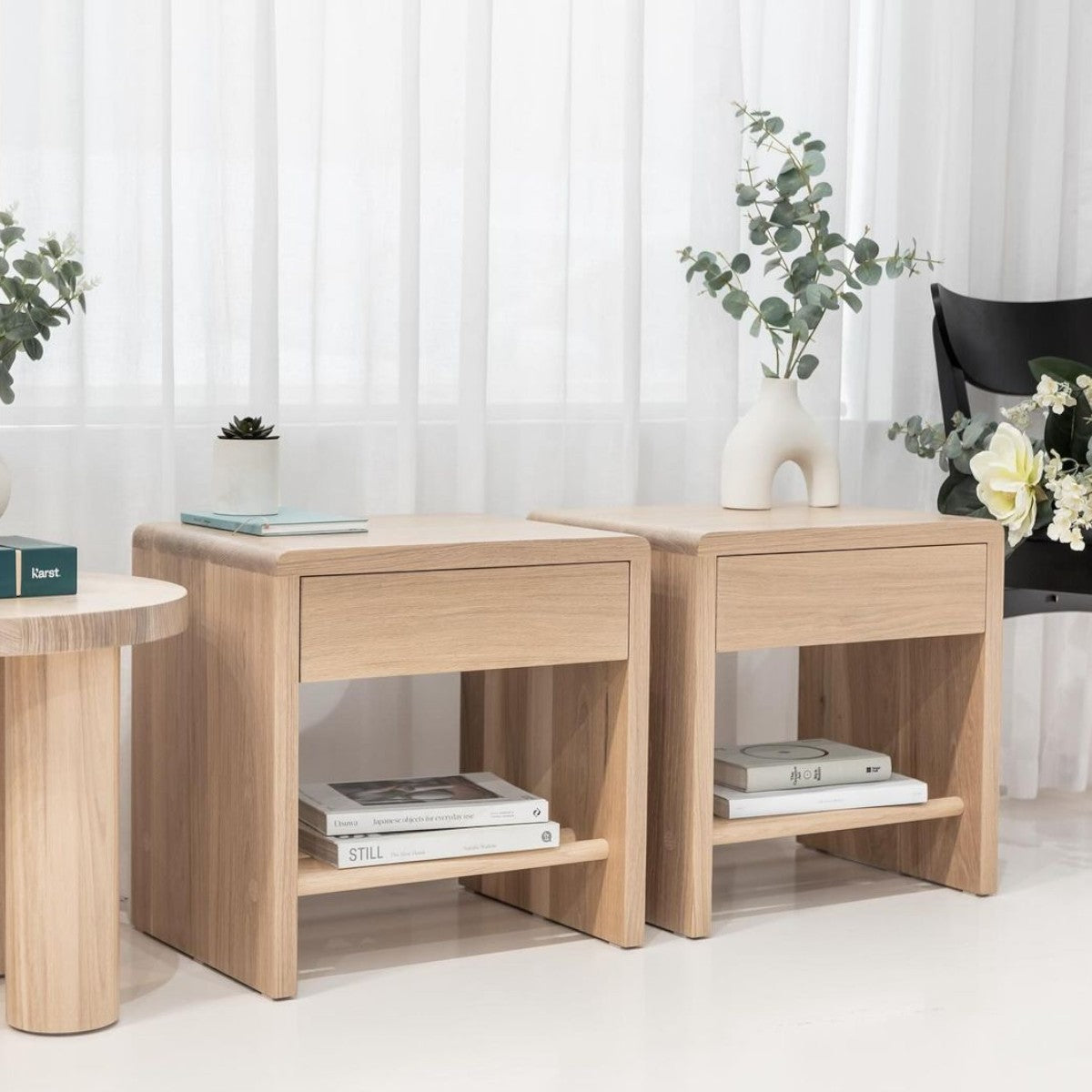 Garin Oak Wood Bedside