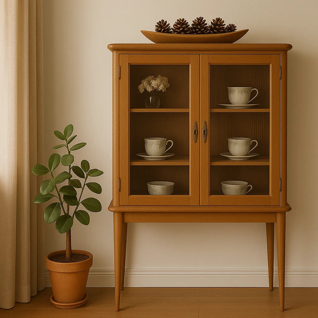 Glass Door Kitchen Cabinet Elegant Compact Display Unit