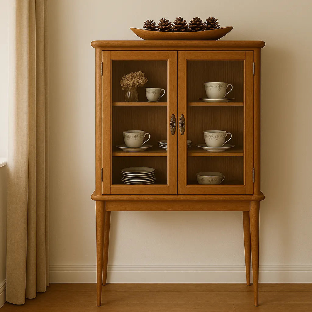 Glass Door Kitchen Cabinet Elegant Compact Display Unit