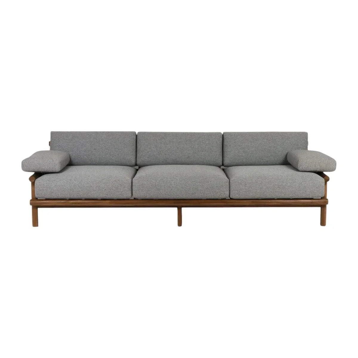 Henri Teak Wood & Fabric 3 Seater Sofa