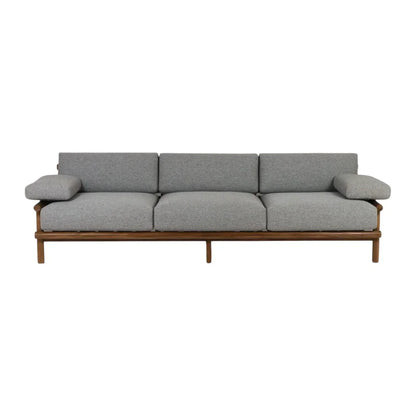 Henri Teak Wood & Fabric 3 Seater Sofa