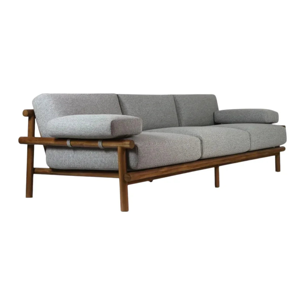 Henri Teak Wood & Fabric 3 Seater Sofa