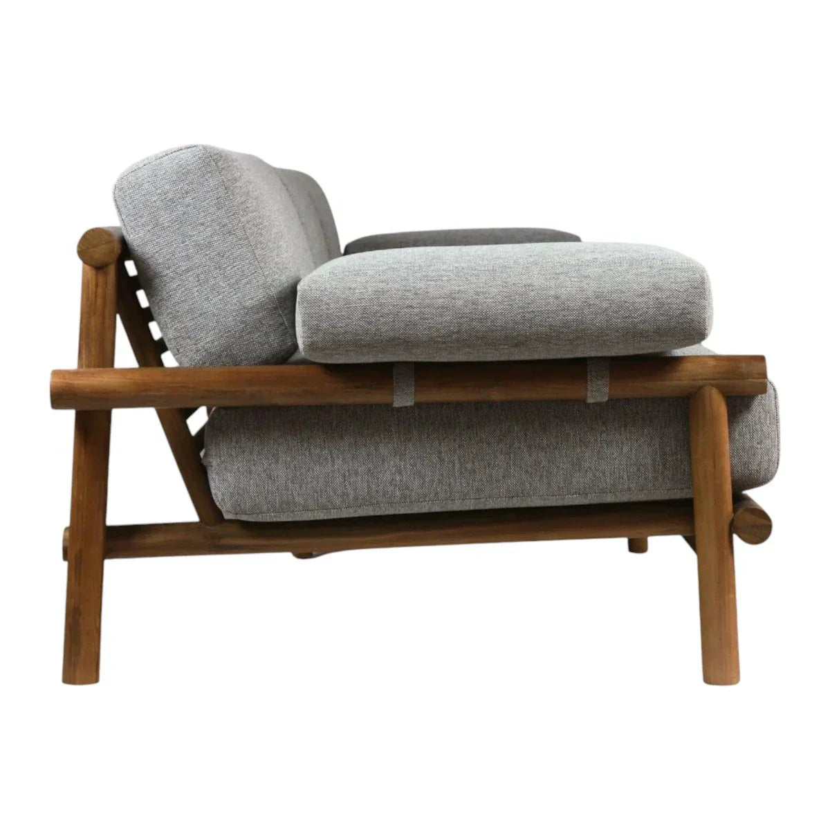 Henri Teak Wood & Fabric 3 Seater Sofa