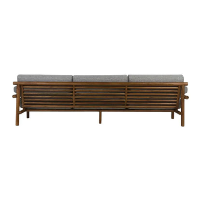 Henri Teak Wood & Fabric 3 Seater Sofa