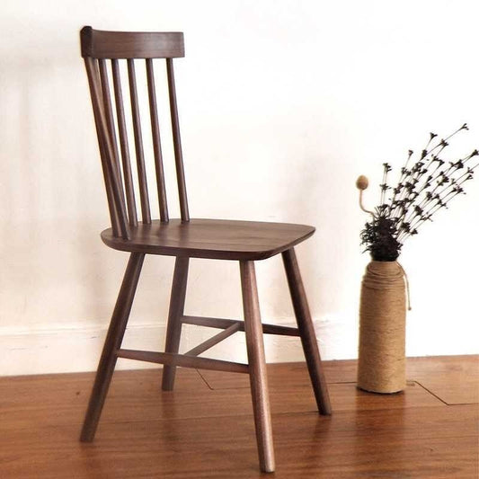 Mazonvintage-Windsor High Back Black Walnut Wood Chair