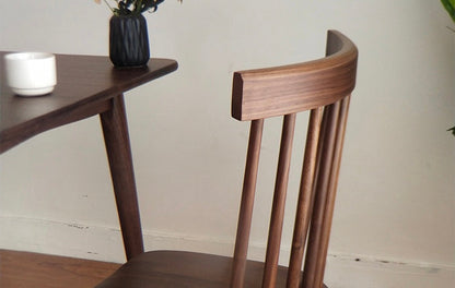 Mazonvintage-Windsor High Back Black Walnut Wood Chair