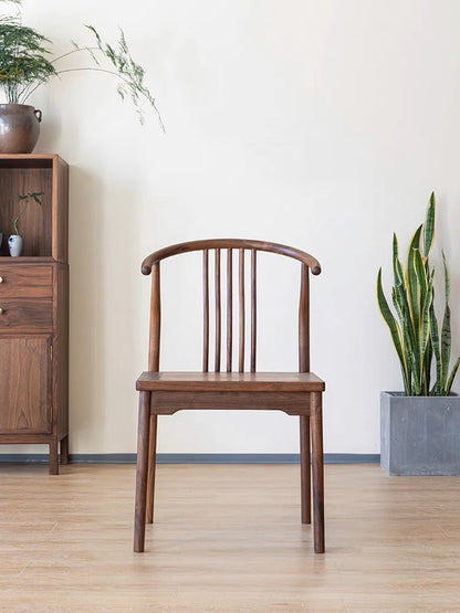 Mazonvintage-Modern High Back 4 Spindle Black Walnut Wood Chair