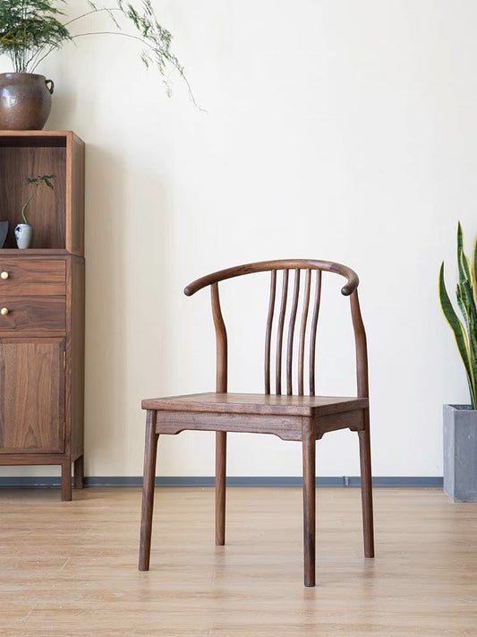 Mazonvintage-Modern High Back 4 Spindle Black Walnut Wood Chair