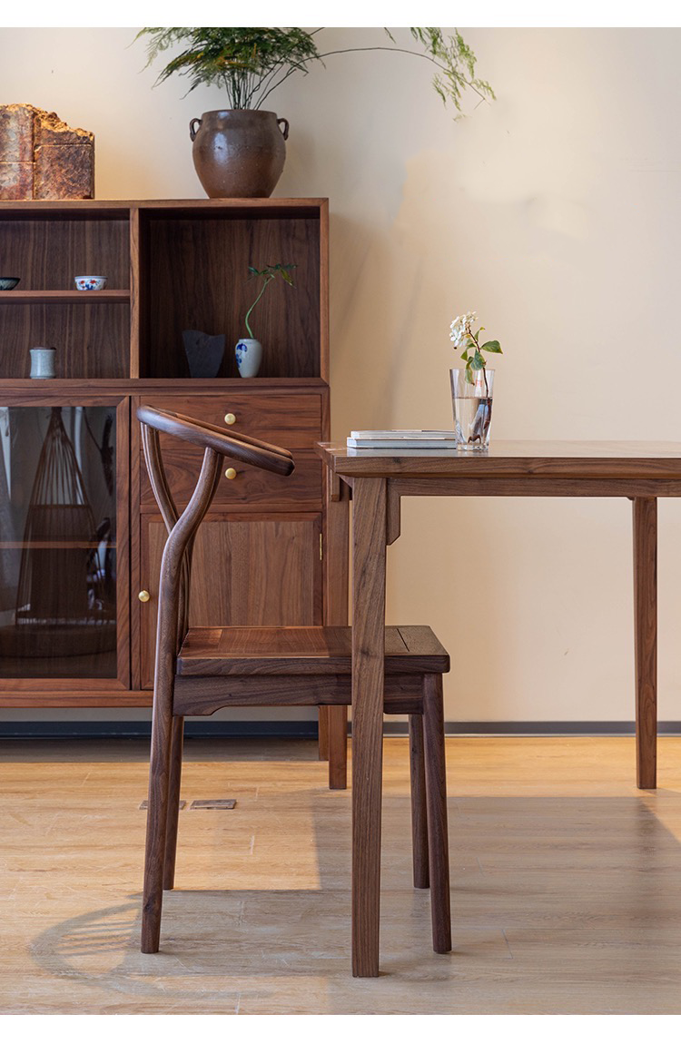 Mazonvintage-Modern High Back 4 Spindle Black Walnut Wood Chair