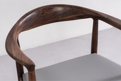 Mazonvintage-Mid Century Modern Solid Black Walnut Chair with Leather