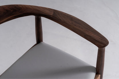 Mazonvintage-Mid Century Modern Solid Black Walnut Chair with Leather