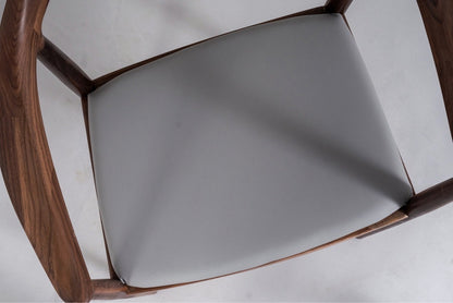 Mazonvintage-Mid Century Modern Solid Black Walnut Chair with Leather
