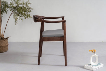 Mazonvintage-Mid Century Modern Solid Black Walnut Chair with Leather