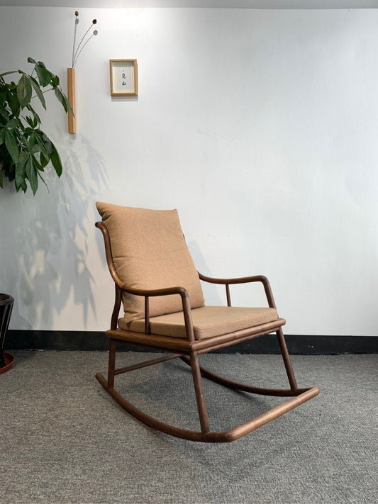 Mazonvintage-Solid Black Walnut Wood Rocking Chair