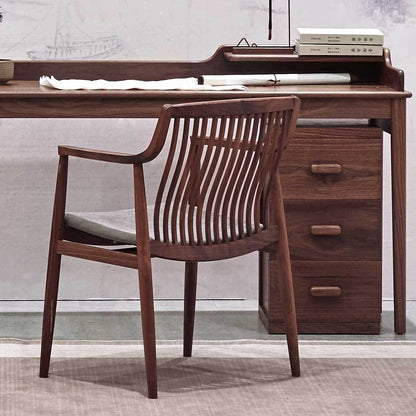 Mazonvintage-Vintage Solid Walnut Wood Slatted Back Armchairs