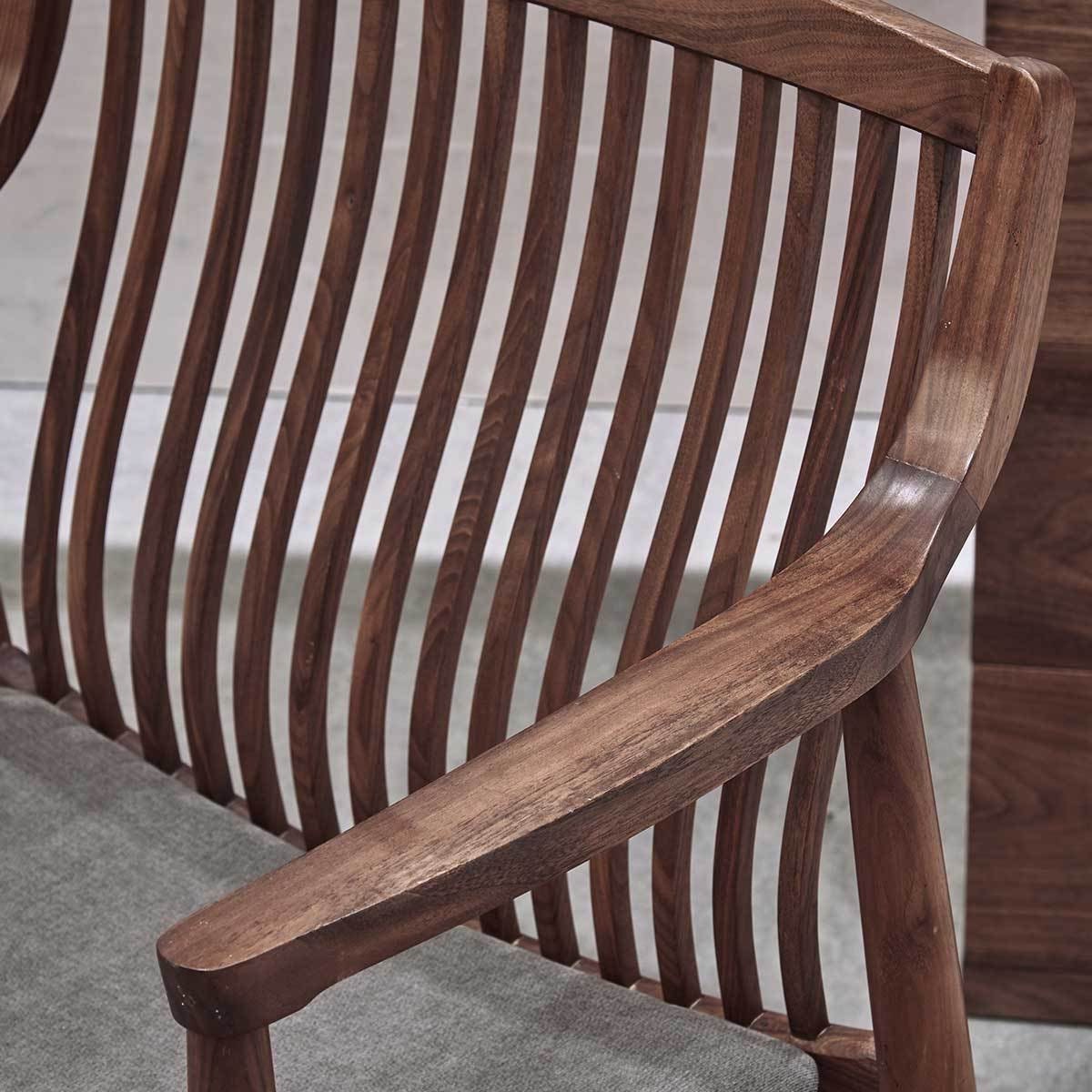 Mazonvintage-Vintage Solid Walnut Wood Slatted Back Armchairs