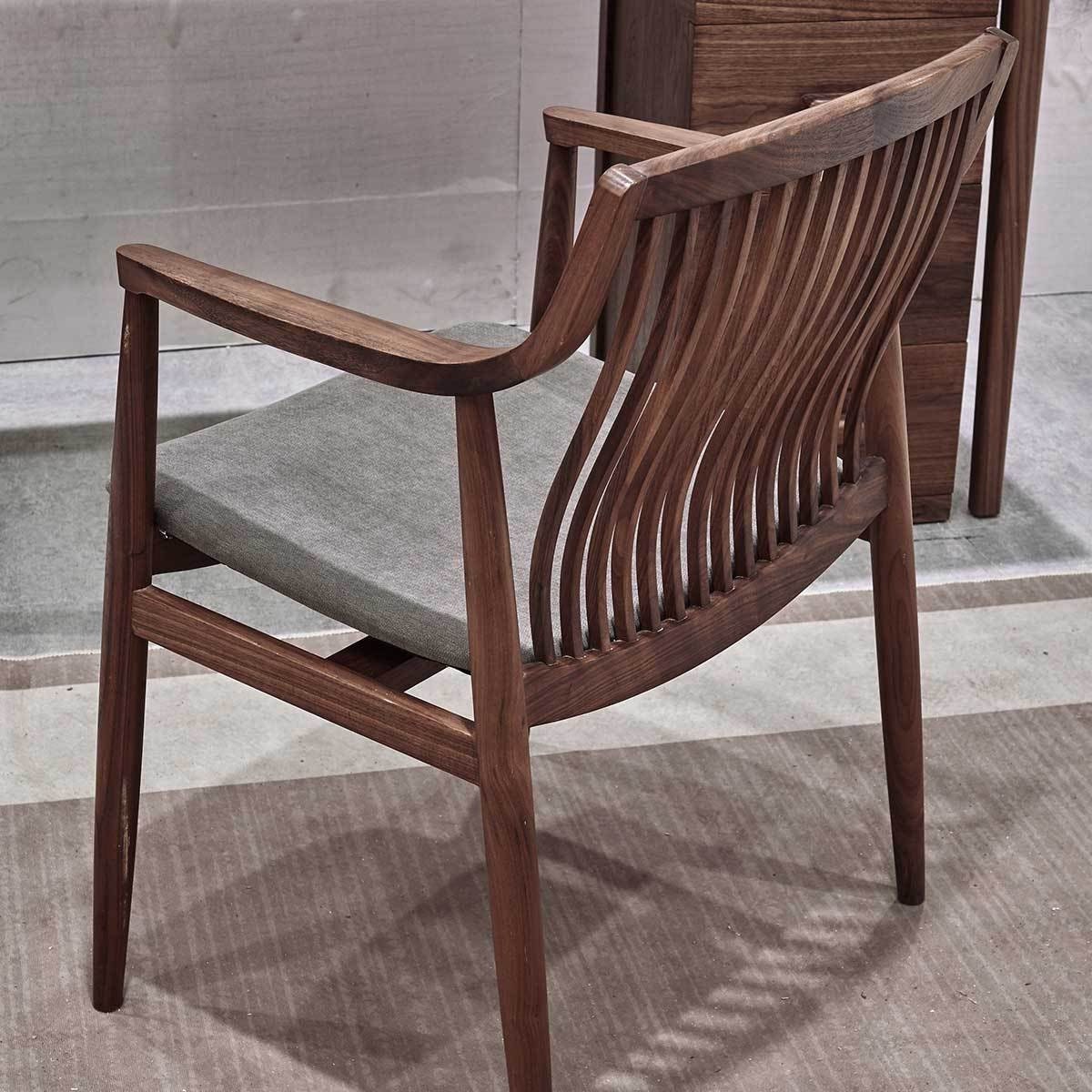 Mazonvintage-Vintage Solid Walnut Wood Slatted Back Armchairs