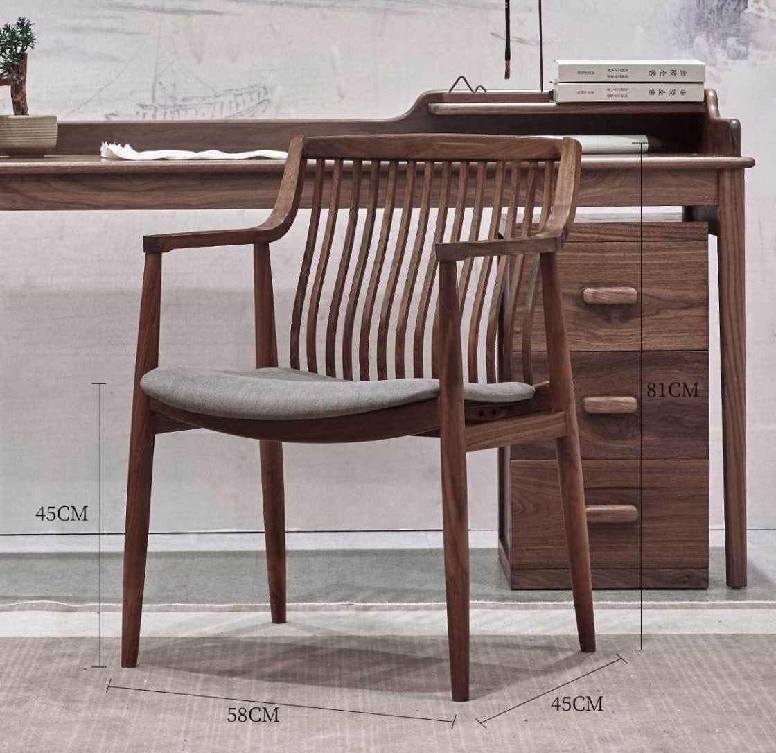 Mazonvintage-Vintage Solid Walnut Wood Slatted Back Armchairs
