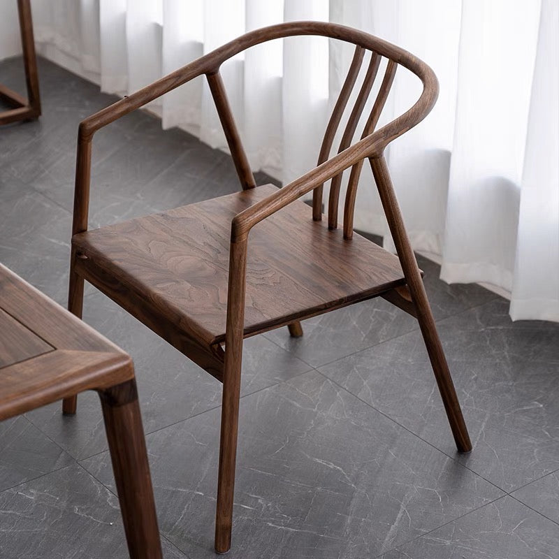 Mazonvintage-South American Walnut Wood Streak Simple Armchair