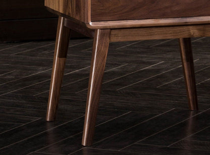 Mazonvintage-Apex Minimalistic Nightstand Black Walnut Wood Bedside Table with One Drawer