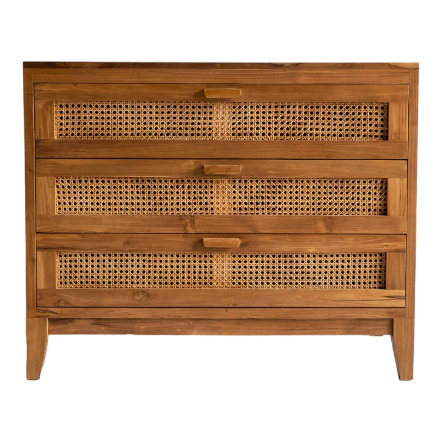 Jackson Teak Wood & Rattan Chest of Drawers