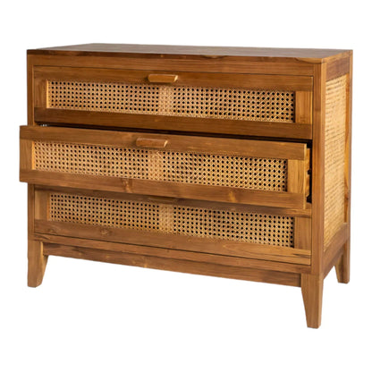 Jackson Teak Wood & Rattan Chest of Drawers