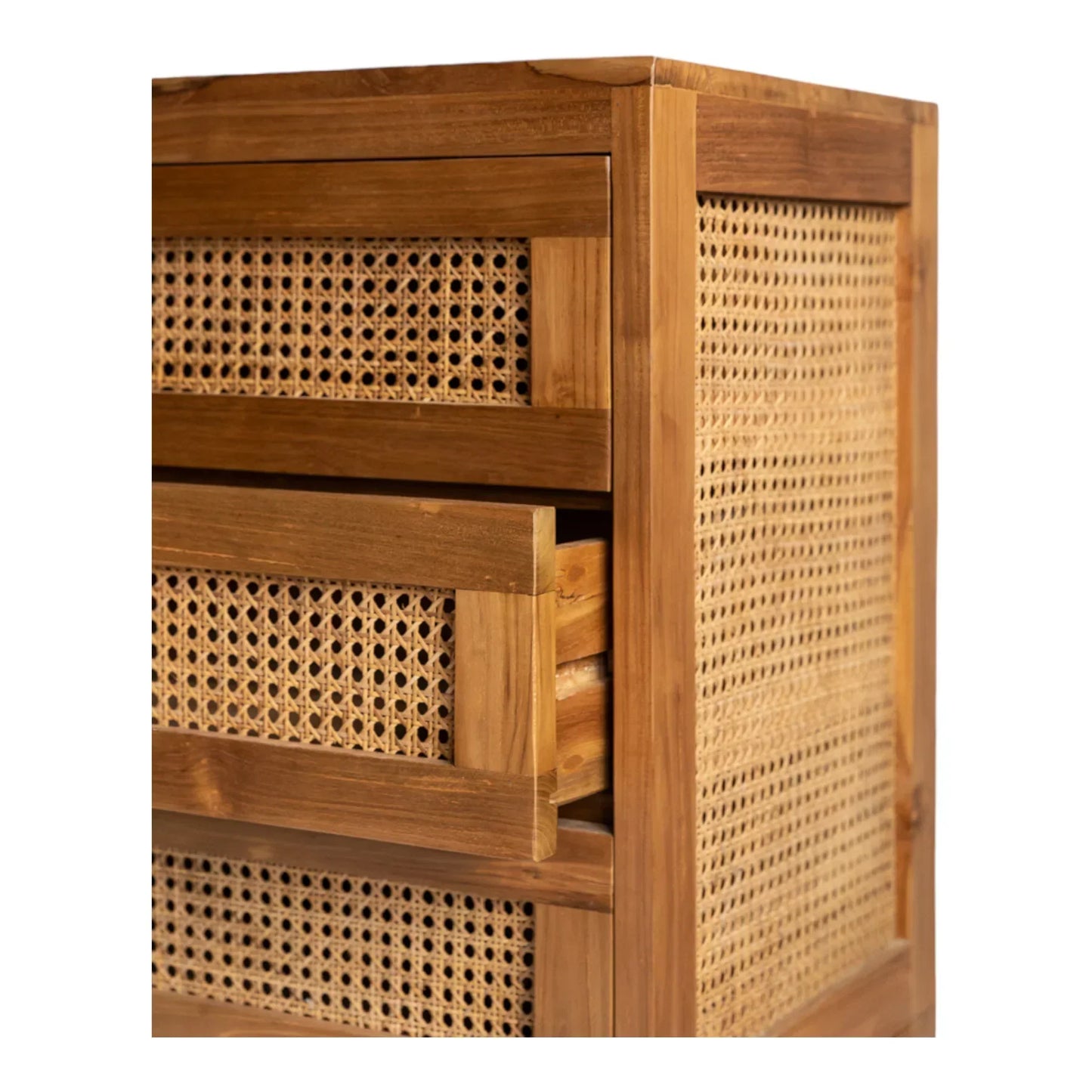 Jackson Teak Wood & Rattan Chest of Drawers