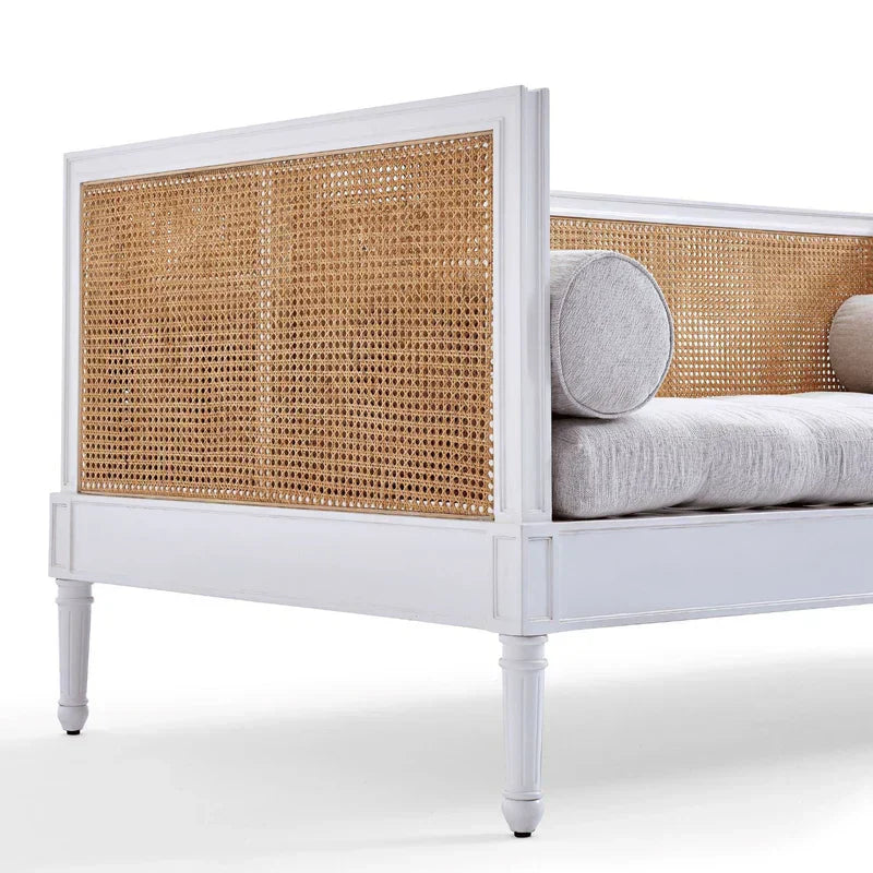 Karsten Teak Wood & Rattan 3 Seater Sofa
