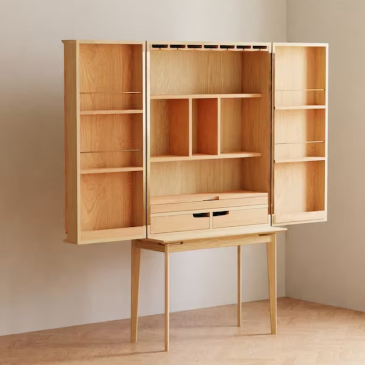 Kavin Oak Wood Bar Cabinet