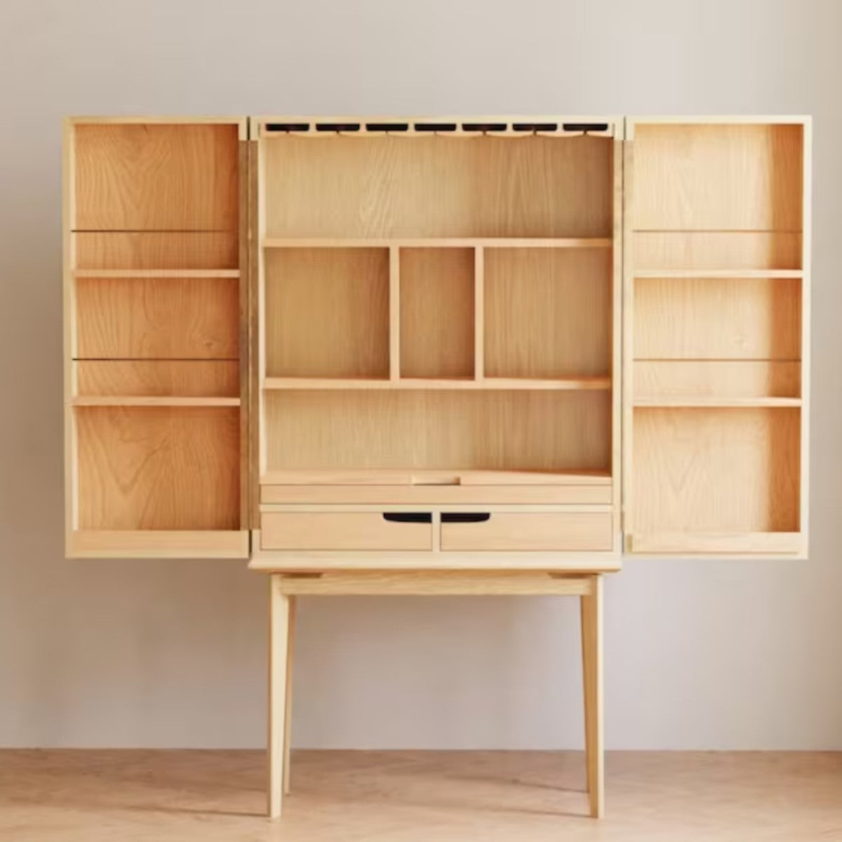 Kavin Oak Wood Bar Cabinet