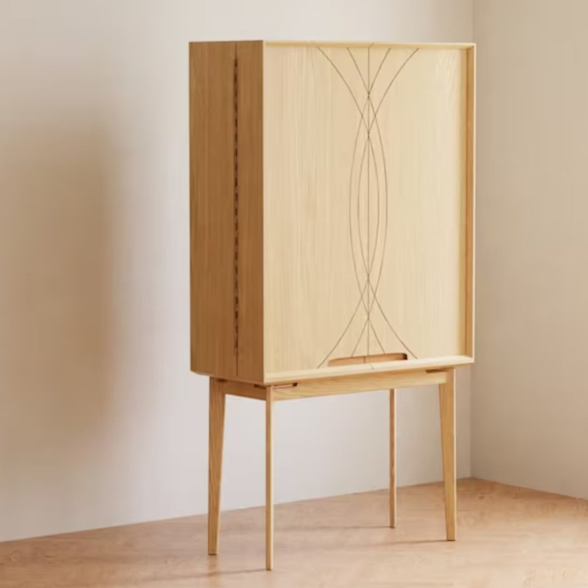 Kavin Oak Wood Bar Cabinet